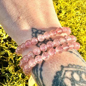 7mm Strawberry Quartz Beaded Bracelet